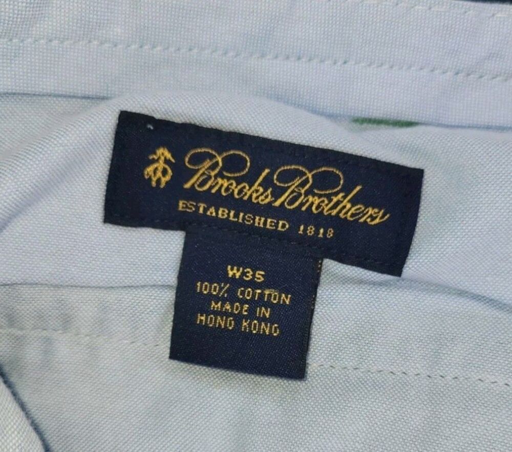 Brooks Brothers Chino Shorts Mens 35 Green Embroidered Sailboats Golf 9.5 Inseam - Picture 5 of 5